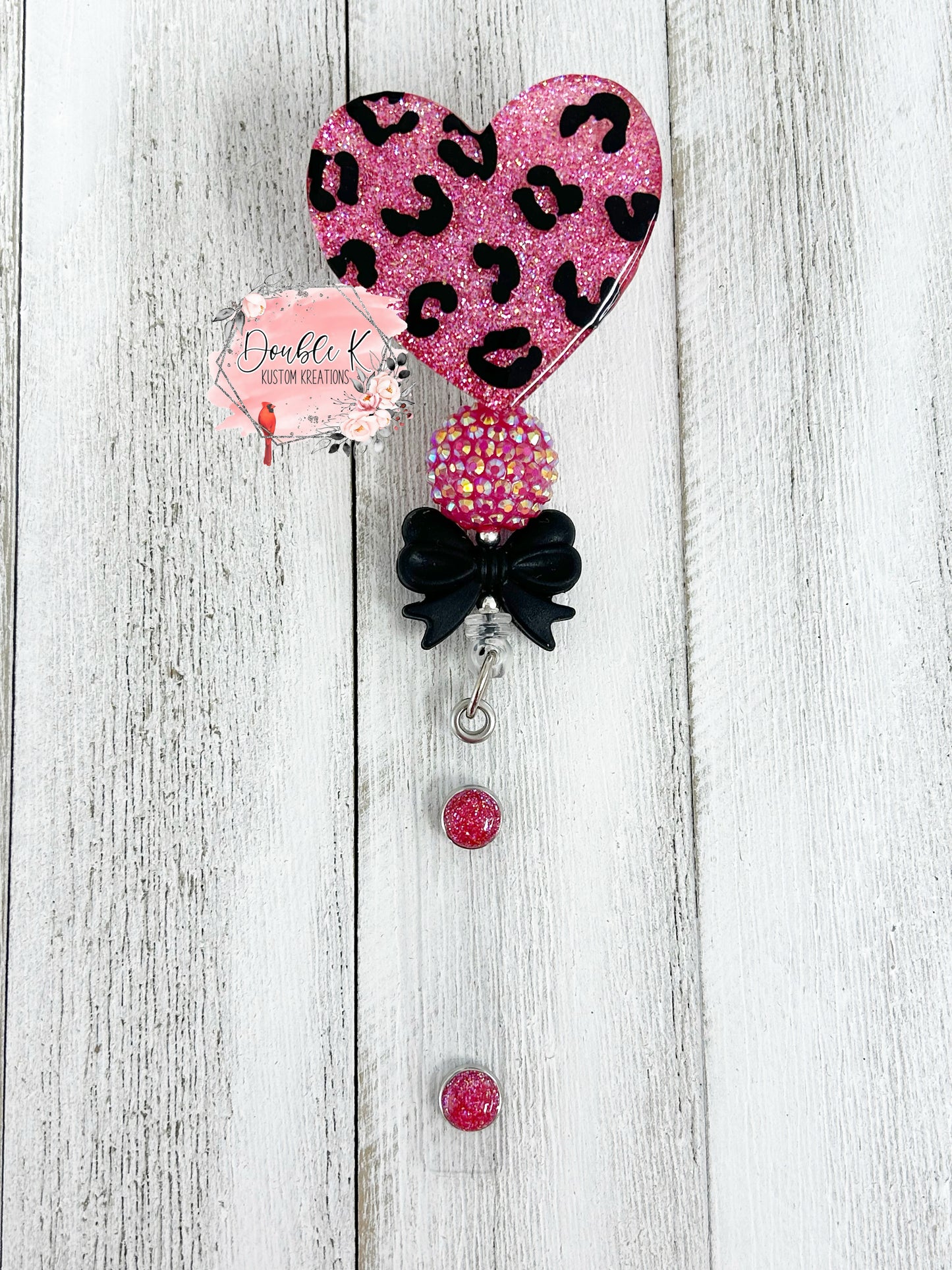 Leopard Hearts Badge Reel