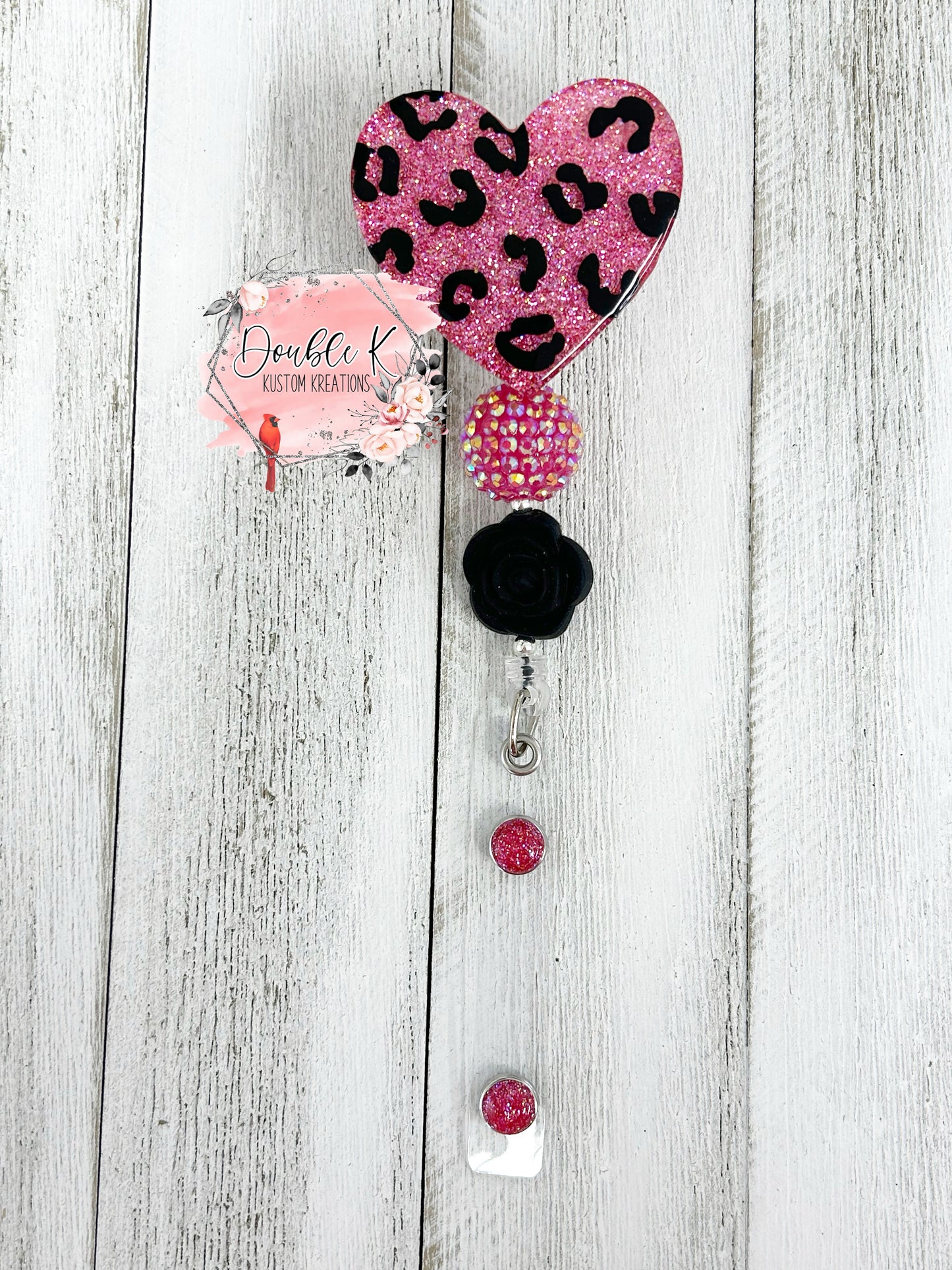 Leopard Hearts Badge Reel