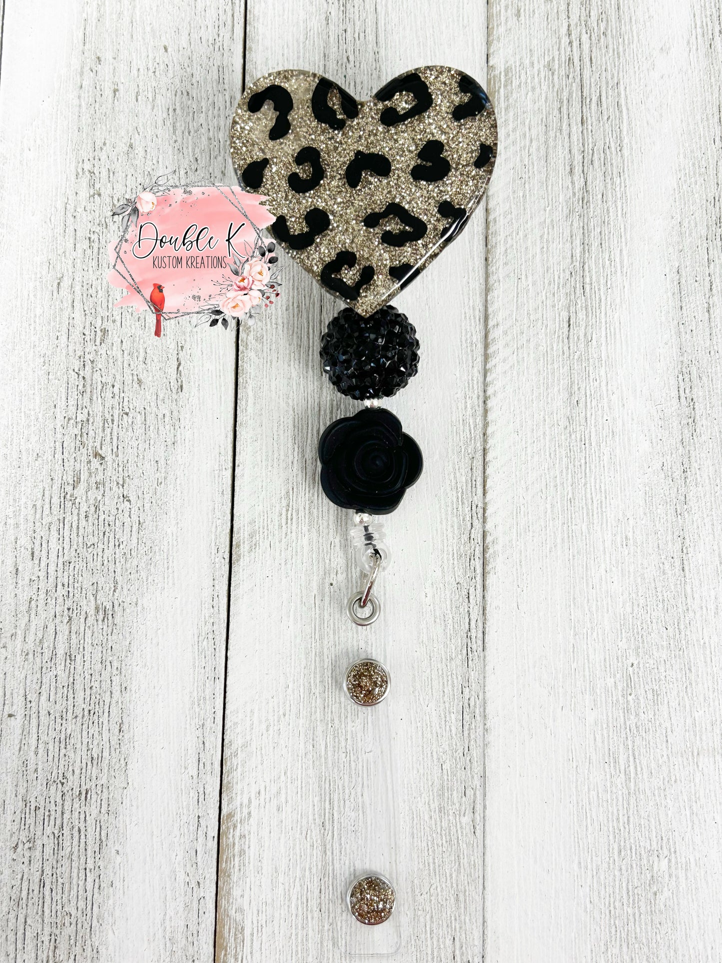 Leopard Hearts Badge Reel
