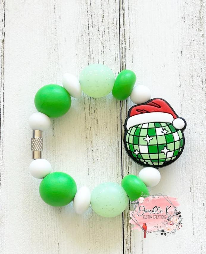 Green Disco Ball Cup Charm