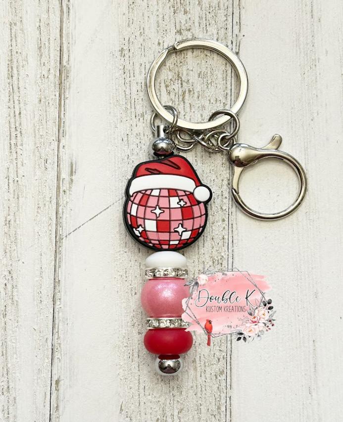Red Disco Ball Bar Keychain