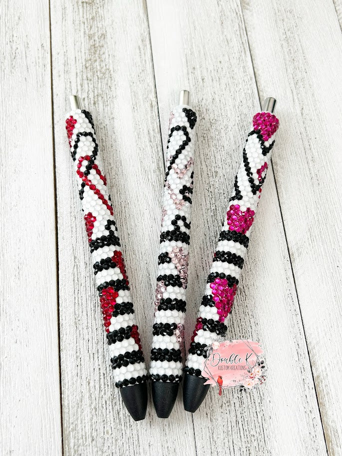 Hearts and Stripes Rhinestone Pen