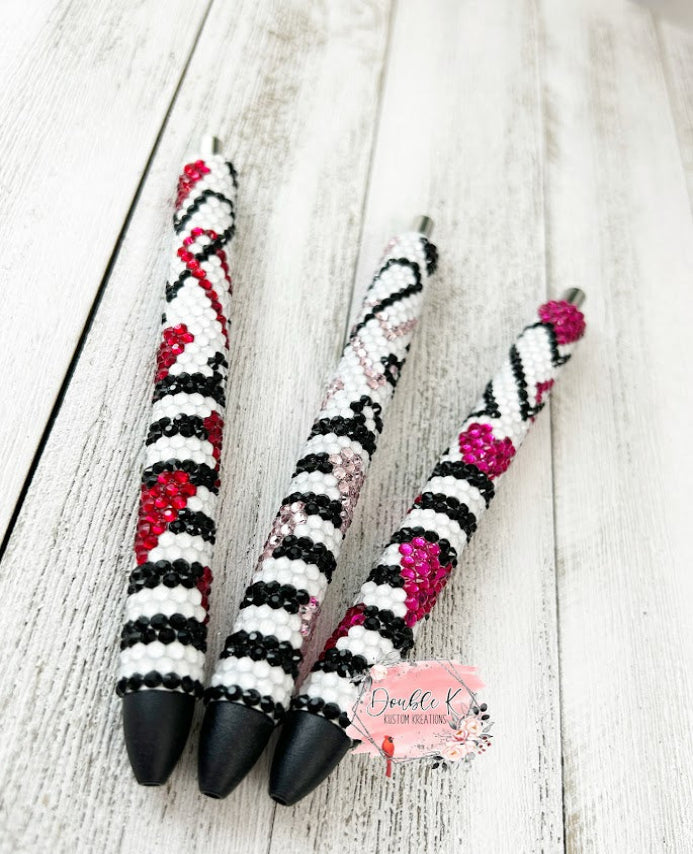 Hearts and Stripes Rhinestone Pen