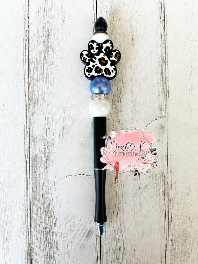 Leopard Paw Beaded Pen and Pencil