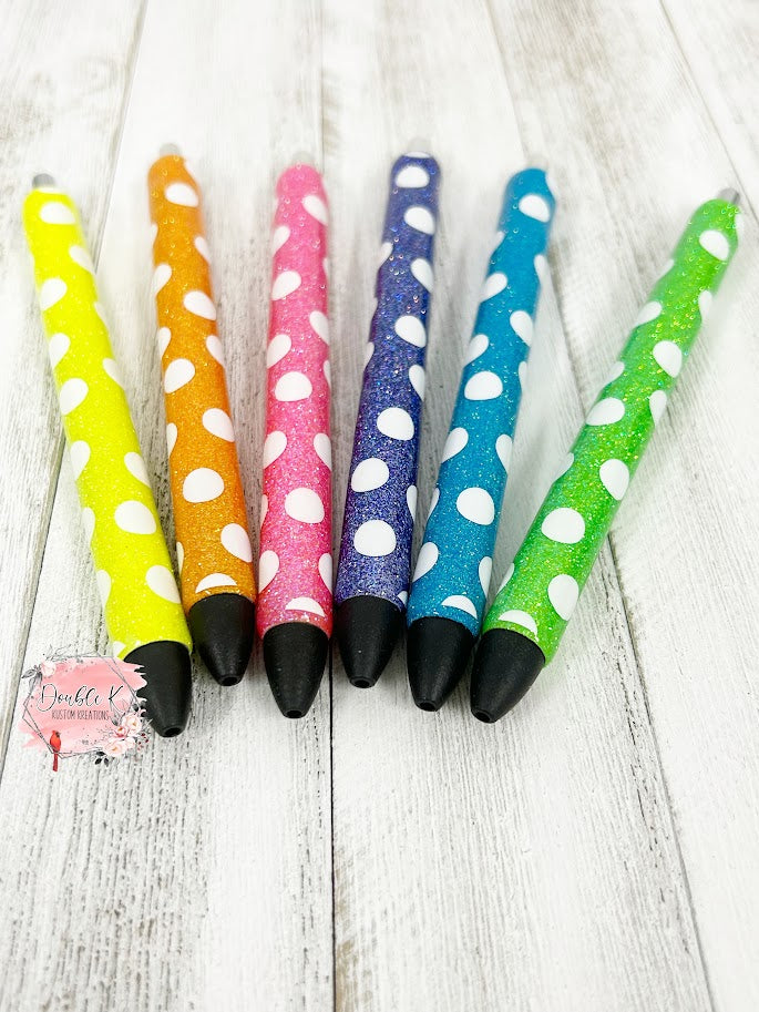 Neon Sparkle Polka Dots Epoxy Pens