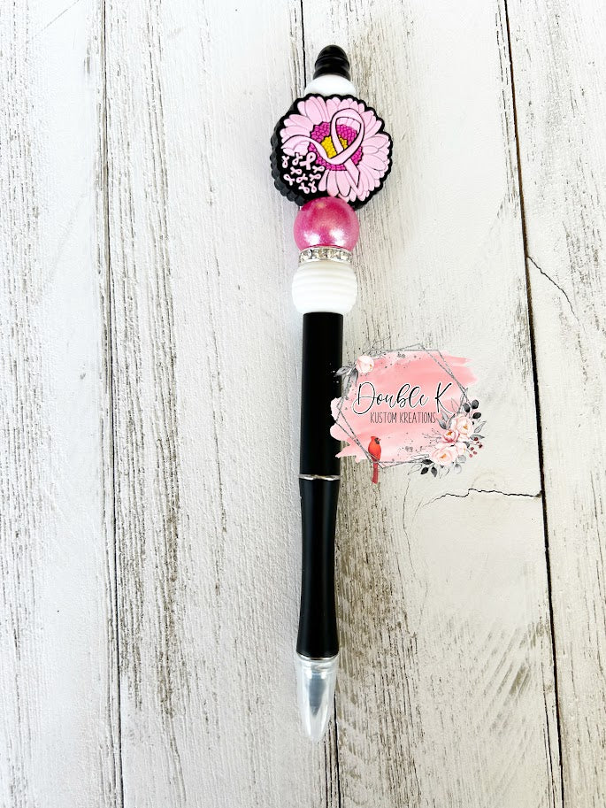 Ribbon and Flower Beaded Pen and Pencil
