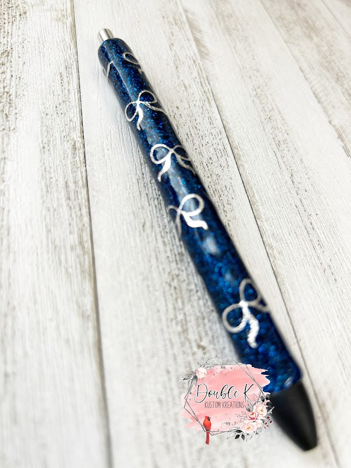 Navy Bow Epoxy Pens