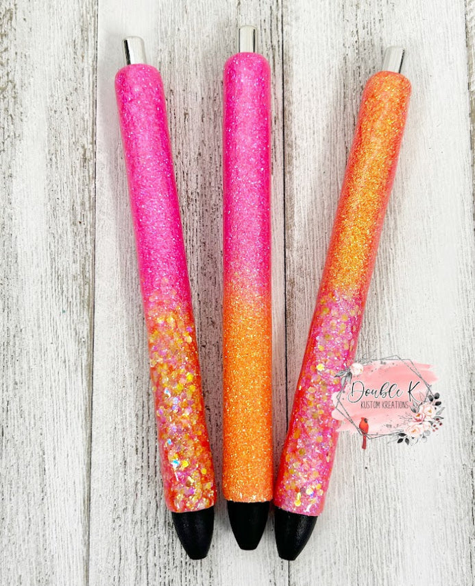 Hot Pink and Orange Ombre Epoxy Pens
