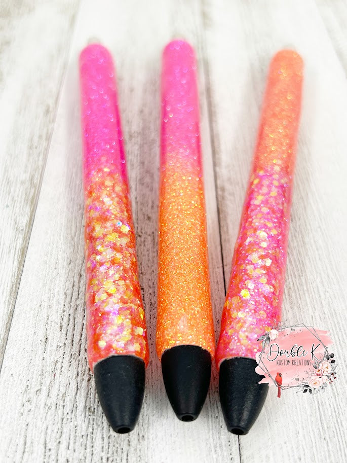 Hot Pink and Orange Ombre Epoxy Pens