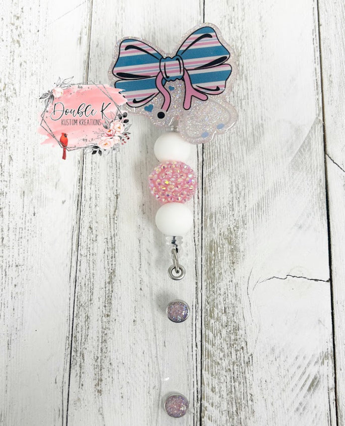 Baby Blanket Coquette Bow Badge Reel