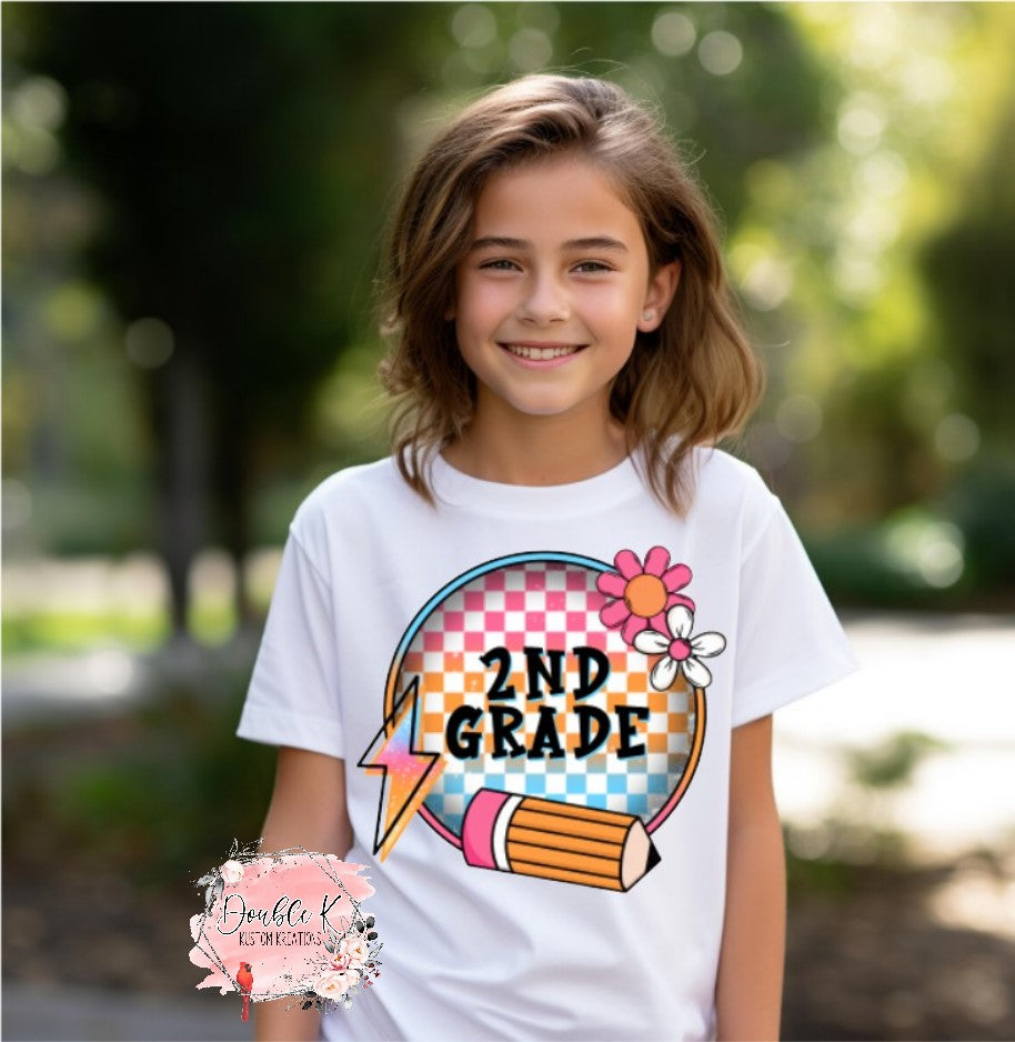 Girls Back to School Grade Level Tee