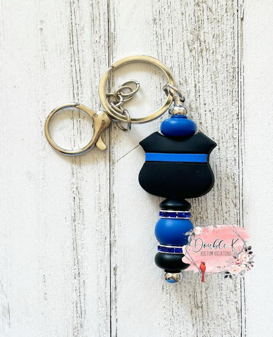 Thin Blue Line Bar Keychain