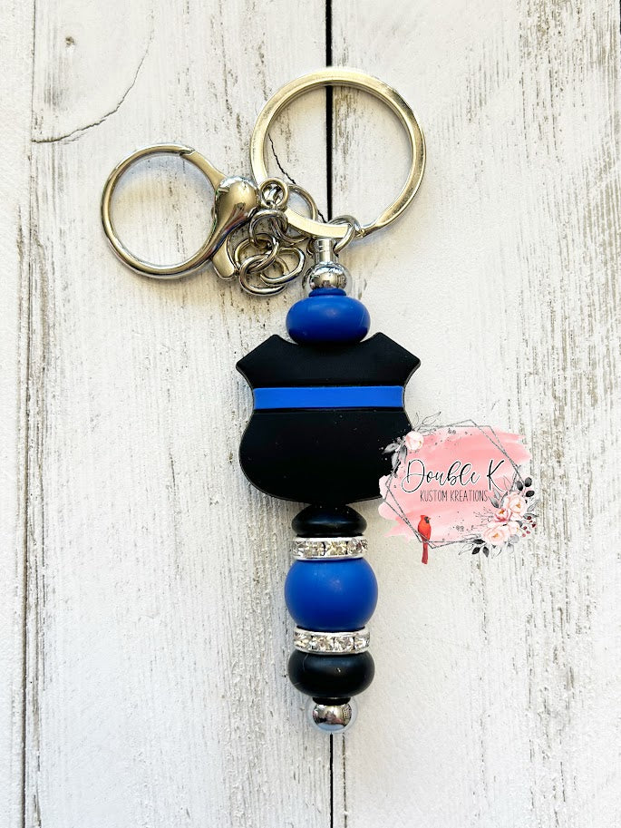 Thin Blue Line Bar Keychain