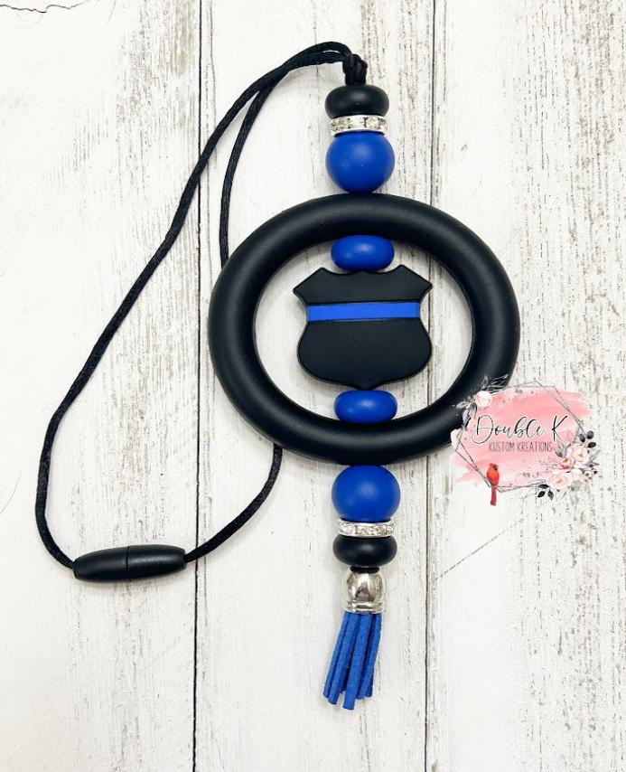 Thin Blue Line Car Charm