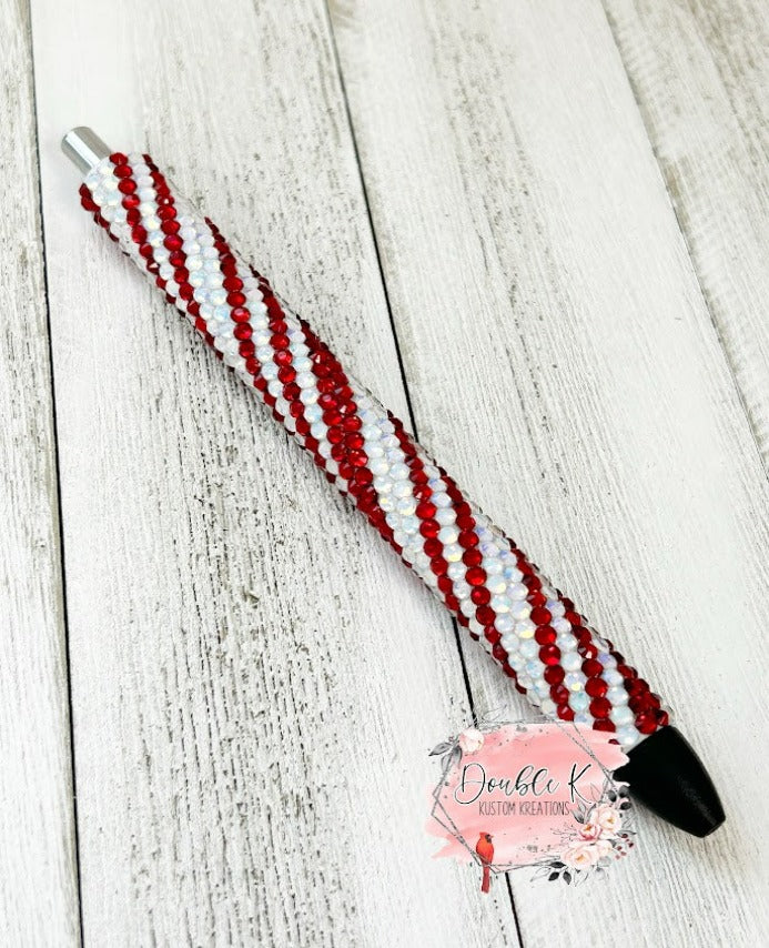 Candy Cane Swirl Rhinestone Pen