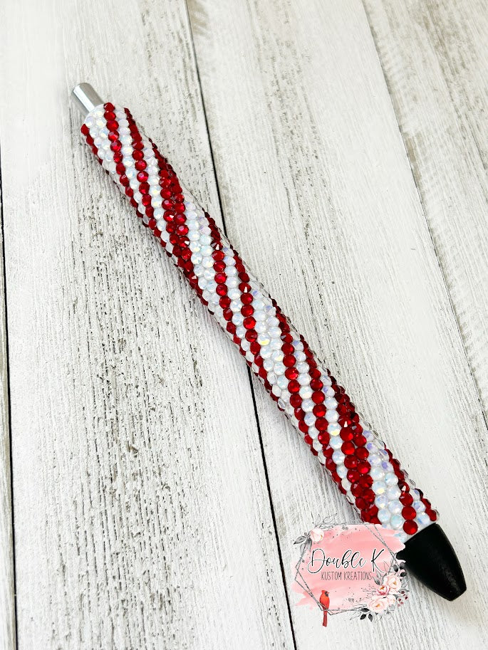 Candy Cane Swirl Rhinestone Pen