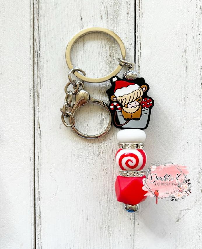 Christmas Cow Bar Keychain