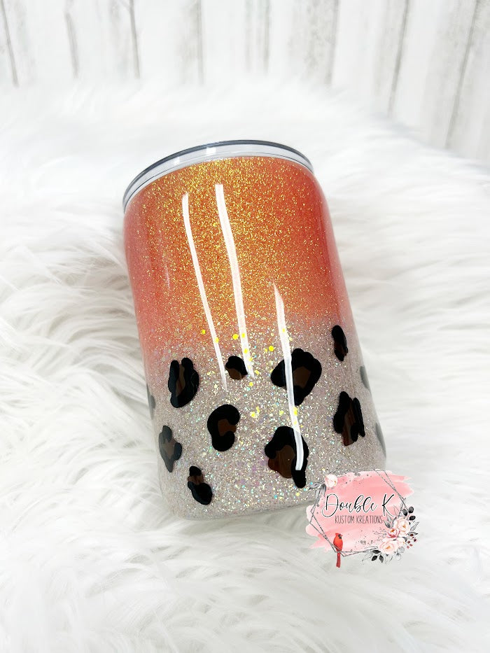 Coral and Leopard Epoxy Tumbler- Ready To Ship