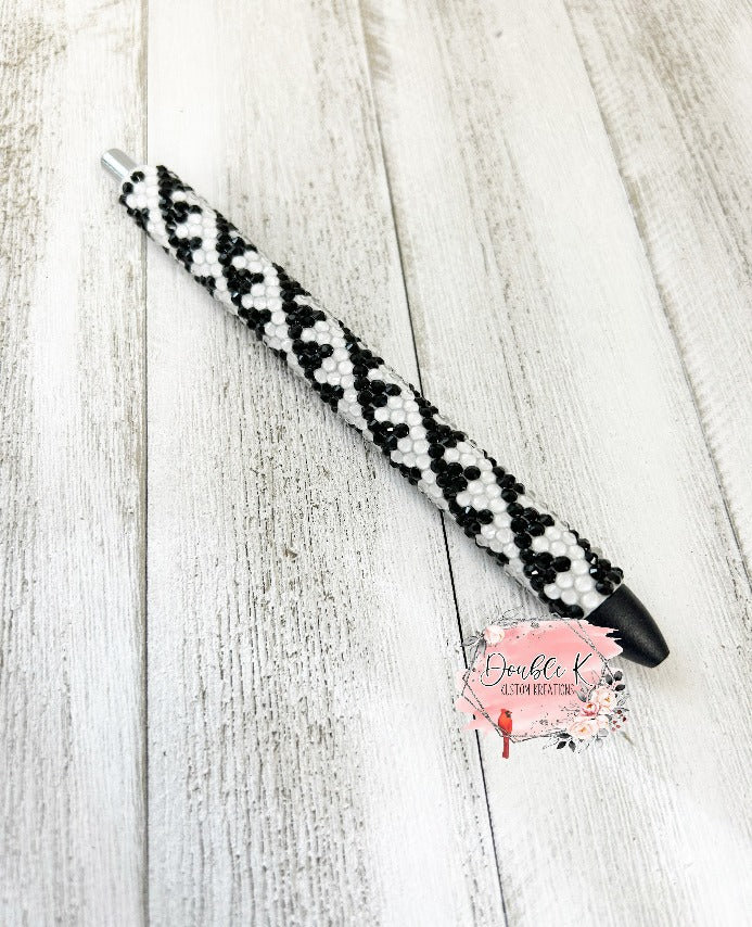 Black and White Geo Rhinestone Pen