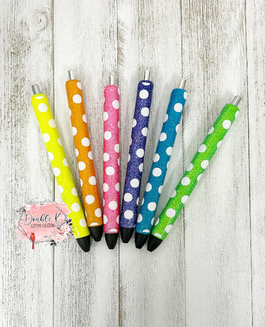 Neon Sparkle Polka Dots Epoxy Pens