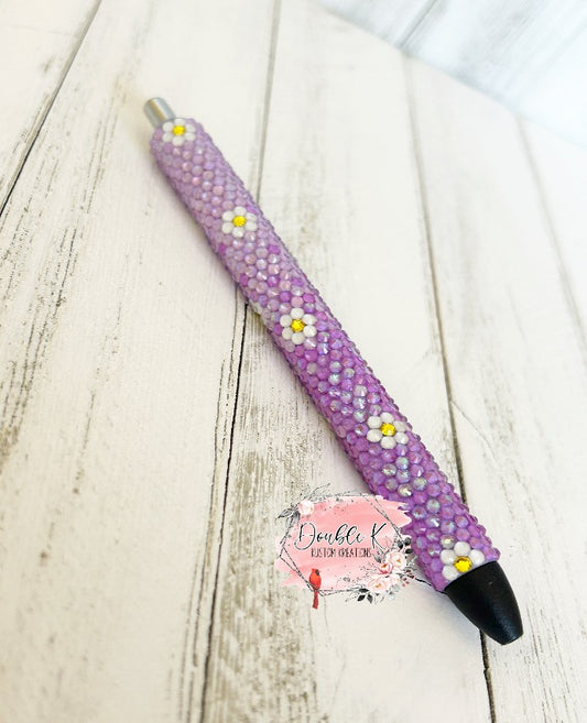 Purple Ombre Daisy Rhinestone Pen