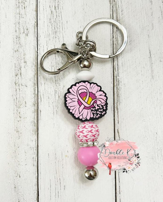 Flower and Ribbon Bar Keychain