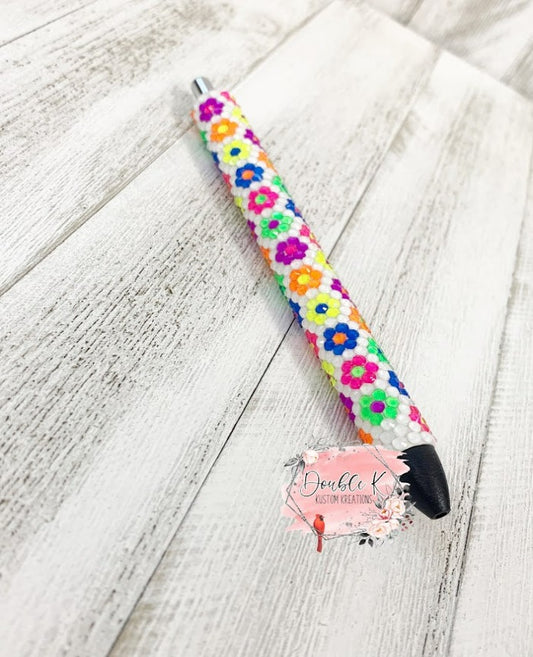 Neon Flowers Rhinestone Pens