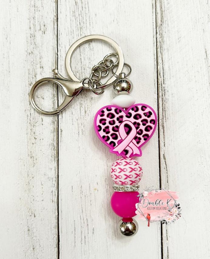 Leopard Heart Bar Keychain