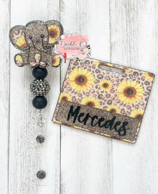 Sunflower Elephant Badge Reel