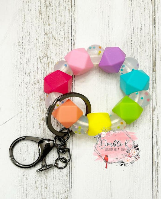 Neon Hex Confetti Wristlet