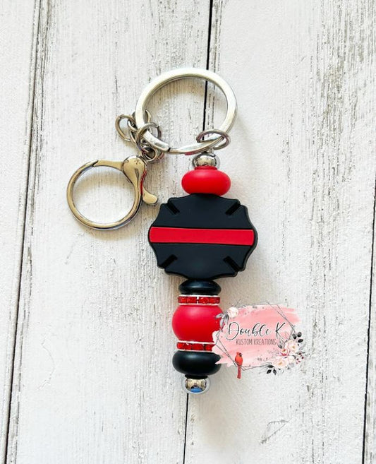 Thin Red Line Bar Keychain