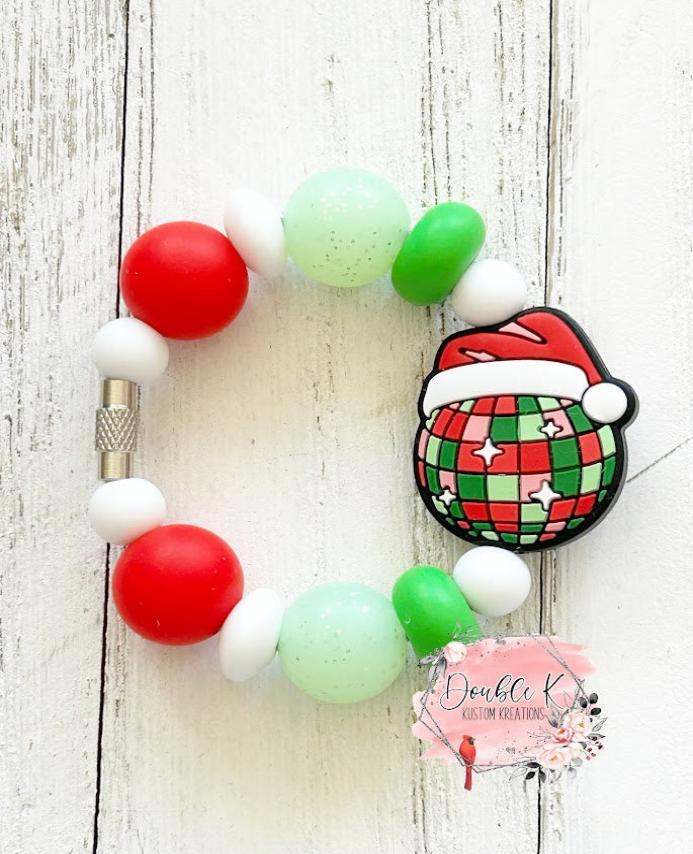 Red and Green Disco Ball Cup Charm