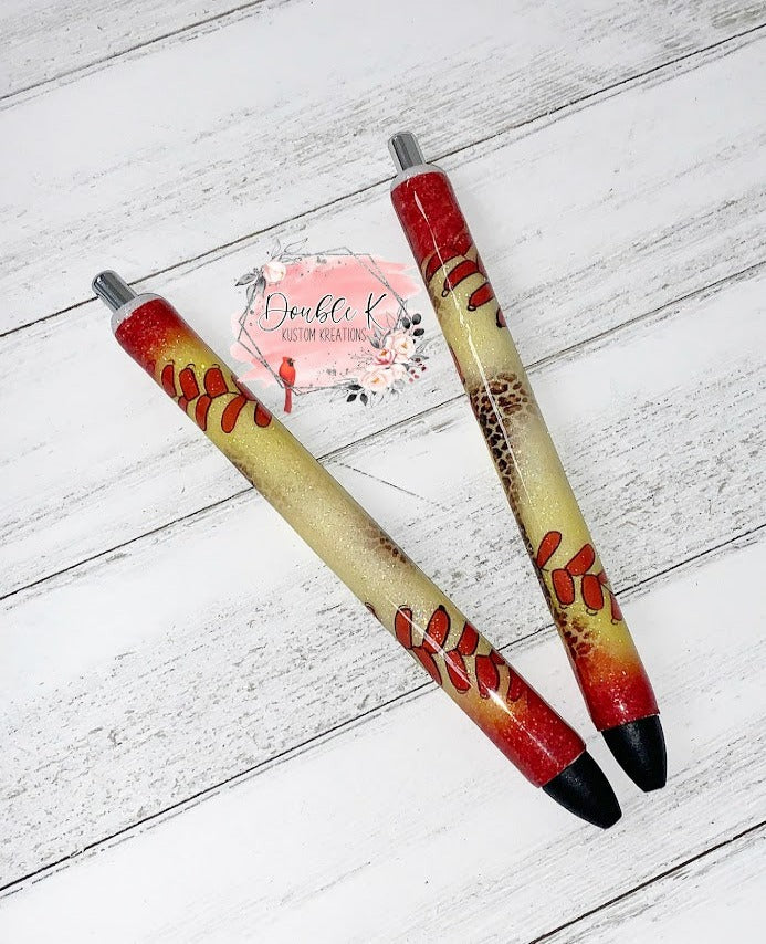 Softball Leopard Epoxy Pens