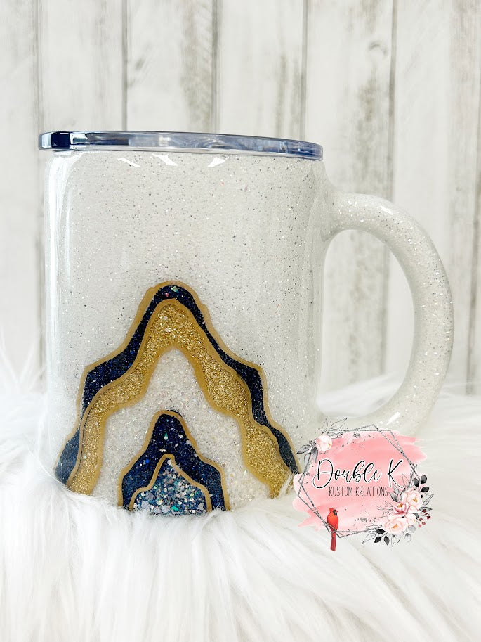 Navy, Gold and White Geode Mug- Ready To Ship