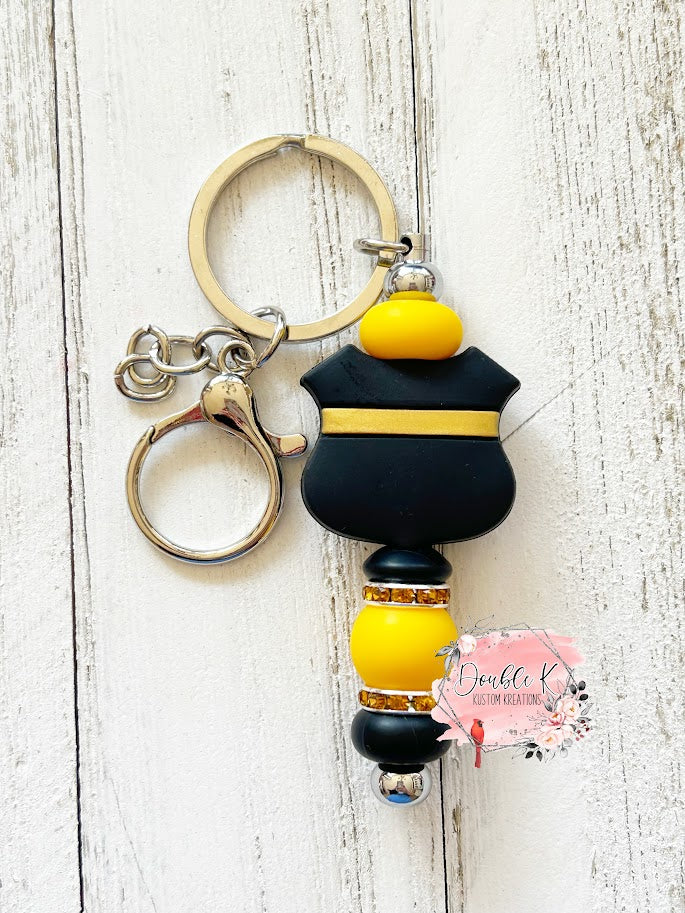 Thin Yellow Line Bar Keychain