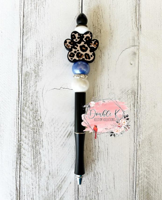 Leopard Paw Beaded Pen and Pencil