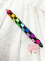 Neon and Black Checkerd Rhinestone Pen