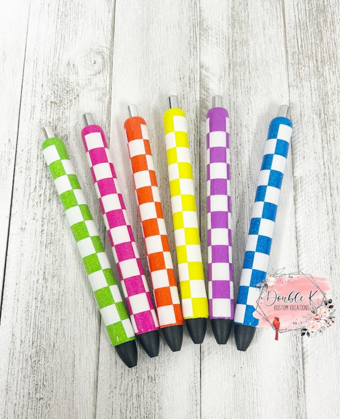 Neon Checkered Epoxy Pen