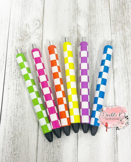 Neon Checkered Epoxy Pen