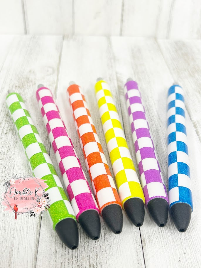 Neon Checkered Epoxy Pen