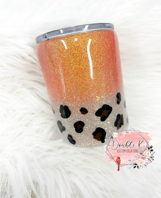 Coral and Leopard Epoxy Tumbler- Ready To Ship