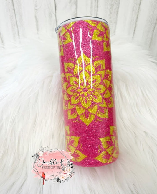 Hot Pink and Yellow Mandala- Ready To Ship