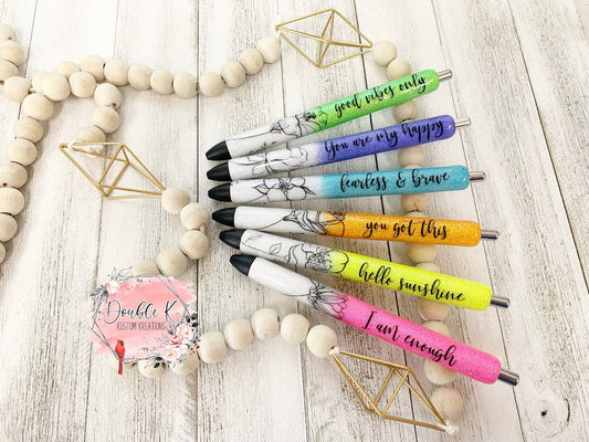 Neon Positive Affirmation Epoxy Pens