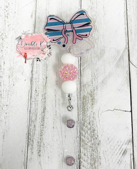 Baby Blanket Coquette Bow Badge Reel