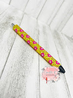 Hot Pink and Yellow Flowers Rhinestone Pens