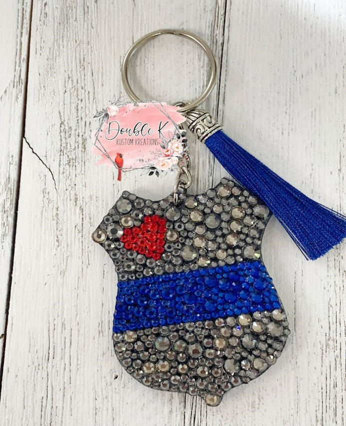 Police Rhinestone Keychain