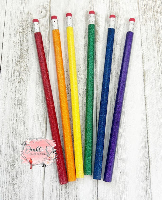 Rainbow Glittered Pencils