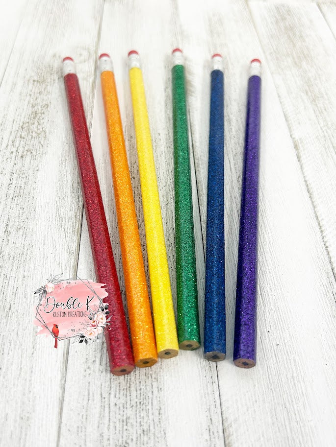 Rainbow Glittered Pencils