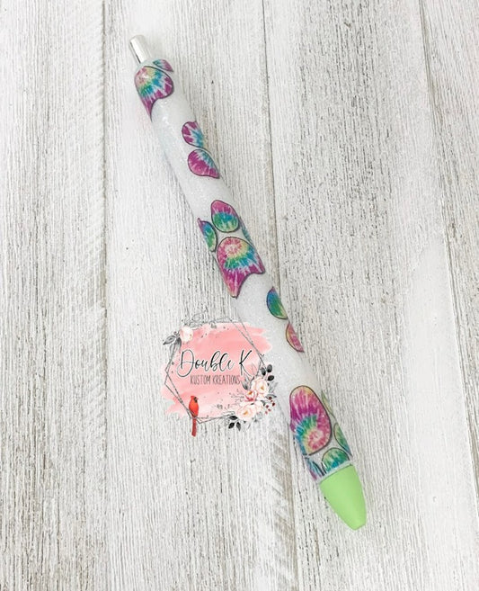 Tye Dye Paw Print Epoxy Pen